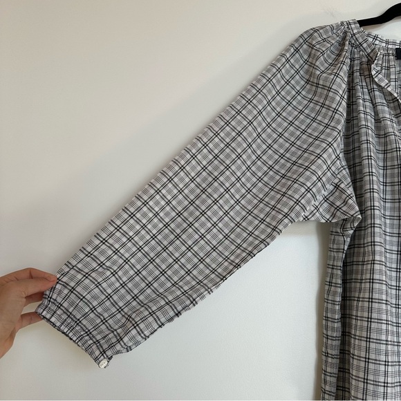 Nili Lotan Brooke Check Plaid Cotton Blouse Size Small - Picture 4 of 10